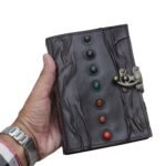 Seven Stone Antique Leather Journal – Handmade Vintage Diary with Brass Clasp - Image 5
