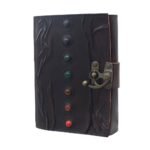 Seven Stone Antique Leather Journal – Handmade Vintage Diary with Brass Clasp - Image 3