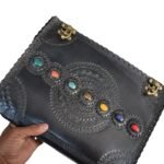 Handmade Leather Chakra Journal with 7 stone Stones Embossed Diary | Antique Lock Sketchbook & Book of Shadows - Image 7