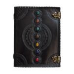 leather chakra journal, handmade leather journal, chakra diary, leather notebook, gemstone journal, seven chakra journal, embossed leather journal, vintage leather diary, spiritual journal, book of shadows journal, mystical journal, leather sketchbook, handmade diary, antique leather notebook, fantasy journal, meditation journal, writing journal, leather book, vintage notebook, unique leather journal