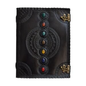 leather chakra journal, handmade leather journal, chakra diary, leather notebook, gemstone journal, seven chakra journal, embossed leather journal, vintage leather diary, spiritual journal, book of shadows journal, mystical journal, leather sketchbook, handmade diary, antique leather notebook, fantasy journal, meditation journal, writing journal, leather book, vintage notebook, unique leather journal