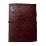 Vintage Embossed Leather Journal with Antique Wraparound Strap & Blue Stone | Handmade Writing Diary Notebook - Image 6
